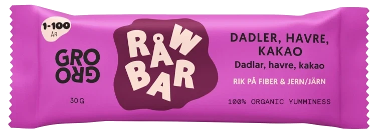 Råwbar Dadler Havre Kakao 20x30g Grogro