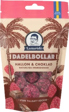 Daddelkuler Bringebær og Sjokolade 90g Lazaridis