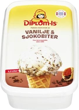 Vanilje med Sjokobiter 1.2l Diplom-is