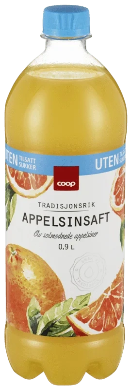 Coop Appelsinsaft Uten Sukker 0,9l