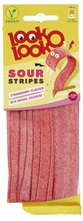 Jordbærstriper Sour 90g Look O Look
