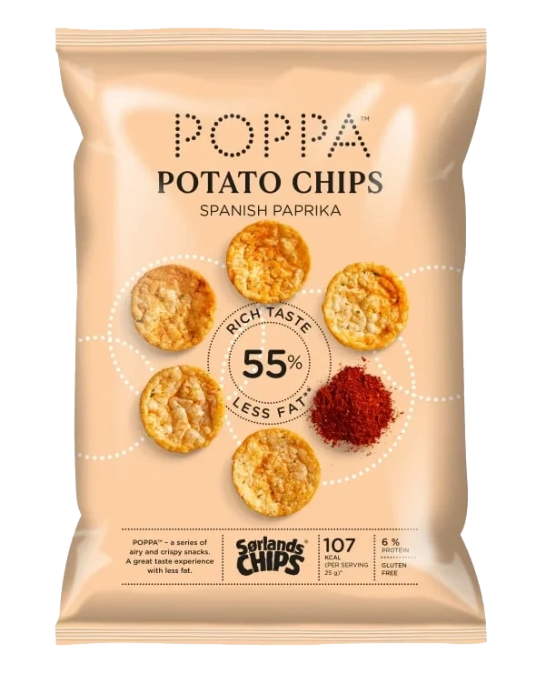 Poppa Chips Spansk Paprika 75g Sørlandschips