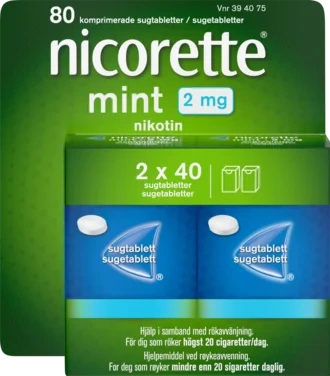 Nicorette Sugetablett Mint, 2 mg Nikotin 80 Stk, Slutte Å Røyke