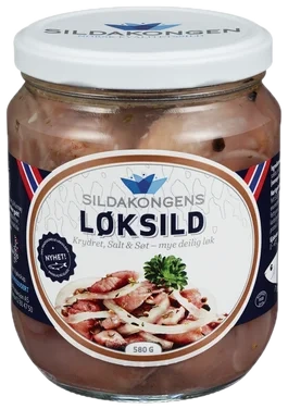 Løksild 580g Glass Sildakongen