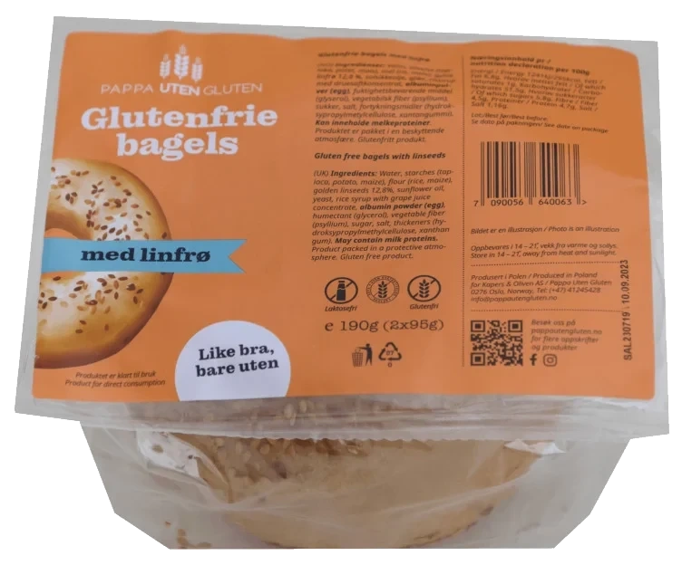 Bagels m/Linfrø glutenfri 2x95g Pappa uten Gluten