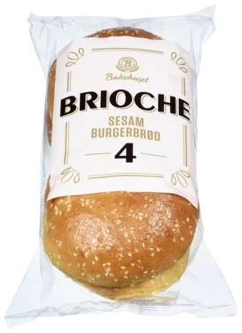Burgerbrød Brioche Sesam 4stk 300g Bakehuset
