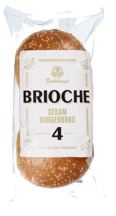 Burgerbrød Brioche Sesam 4stk 300g Bakehuset