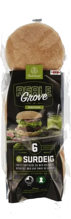 Burgerbrød Grove 6stk 480g Reale