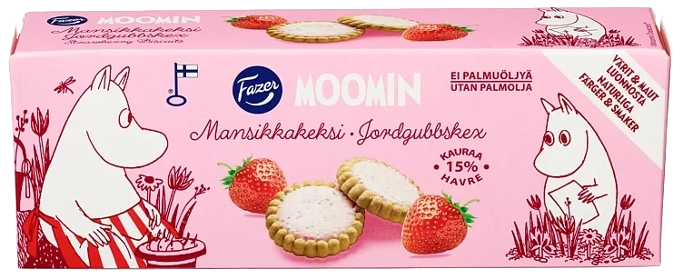 Moomin Havrekjeks Jordbær 125g Fazer