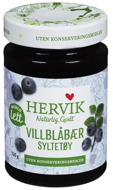 Blåbærsyltetøy 80% Frukt 320g Hervik