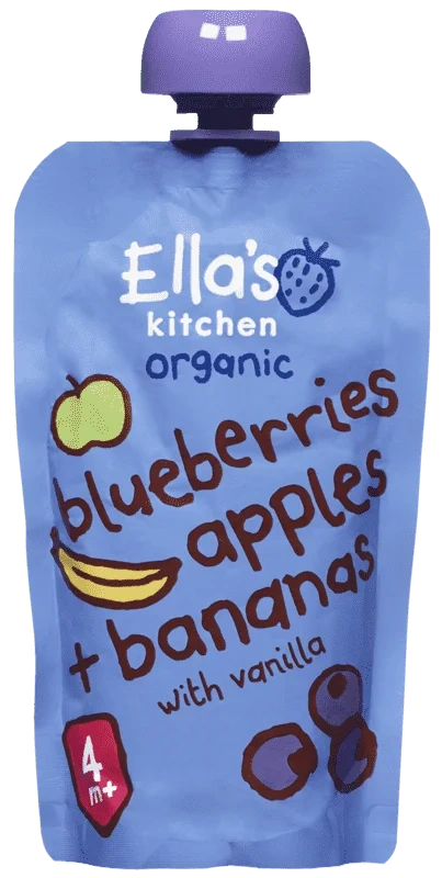 Ella's Kitchen Blåbær/Eple/Banan/Vanilje 4md 120g
