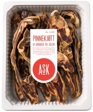 Pinnekjøtt Fra Ask Gård, 1,4kg Tørr Saltet Blanding av Bog og Side