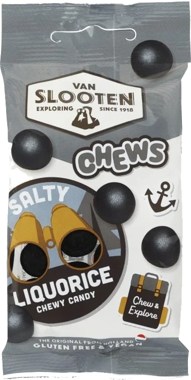 Chews Salty Licorice 60g Van Slooten