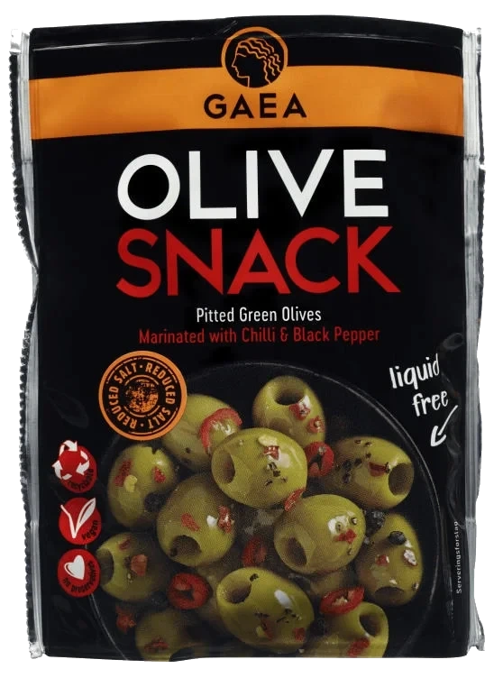Oliven Snack Pack m/Chilli&Pepper 65g Gaea