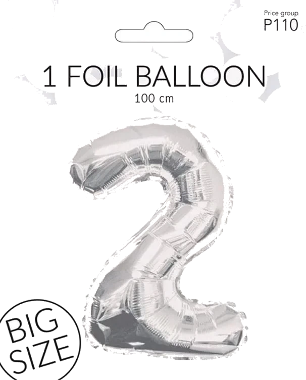 Folieballong 2 Sølv 100cm