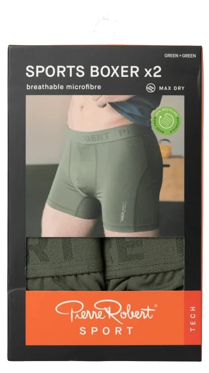 Sports Boxer Men Green Xl 2pk Pierre-Robert