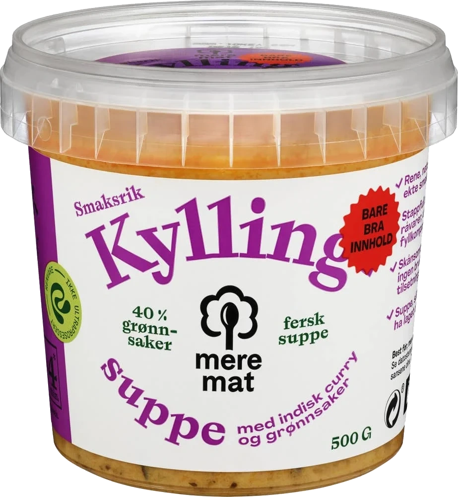 Suppe med kylling, curry og grønnsaker
