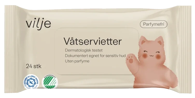 Våtservietter Plastfri 24stk Vilje