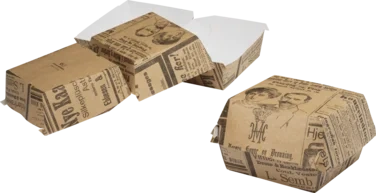 Hamburgerboks Avistrykk Medium Brun 10,5x10,5x8cm