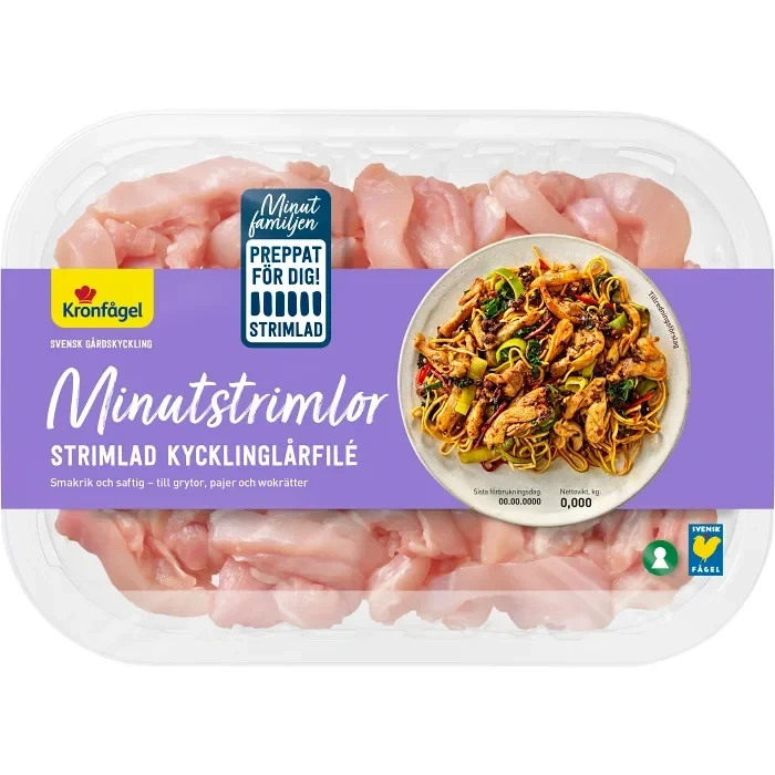 Kycklinglårfilé minutstrimlor ca 550g Kronfågel