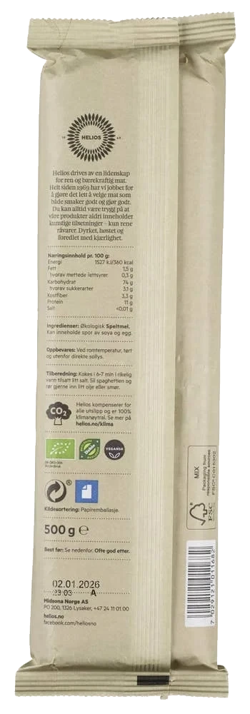 Økologiske spelt-spaghetti