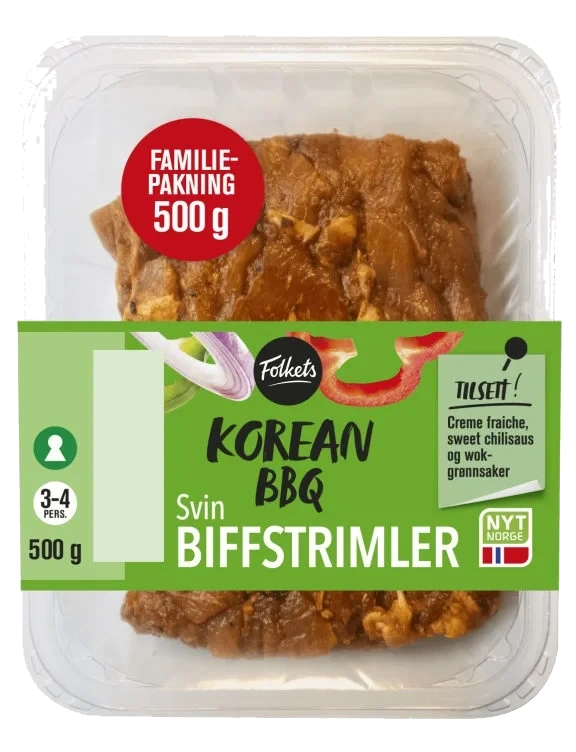 Svin Biffstrimler Korean Bbq 500g Folkets
