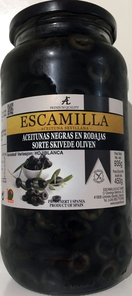 Escamilla Sorte Skivede Oliven 935g