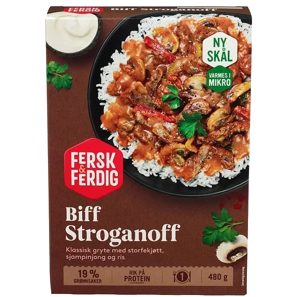 Biff Stroganoff m/ris 480g Fersk & Ferdig