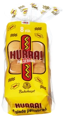 Pølsebrød Hurra 8stk 320g Bakehuset