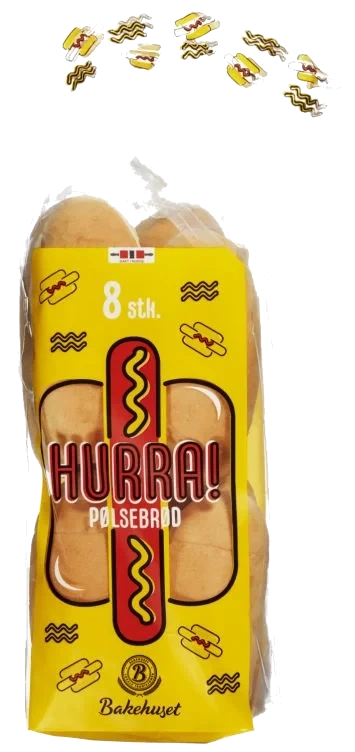 Pølsebrød Hurra 8stk 320g Bakehuset