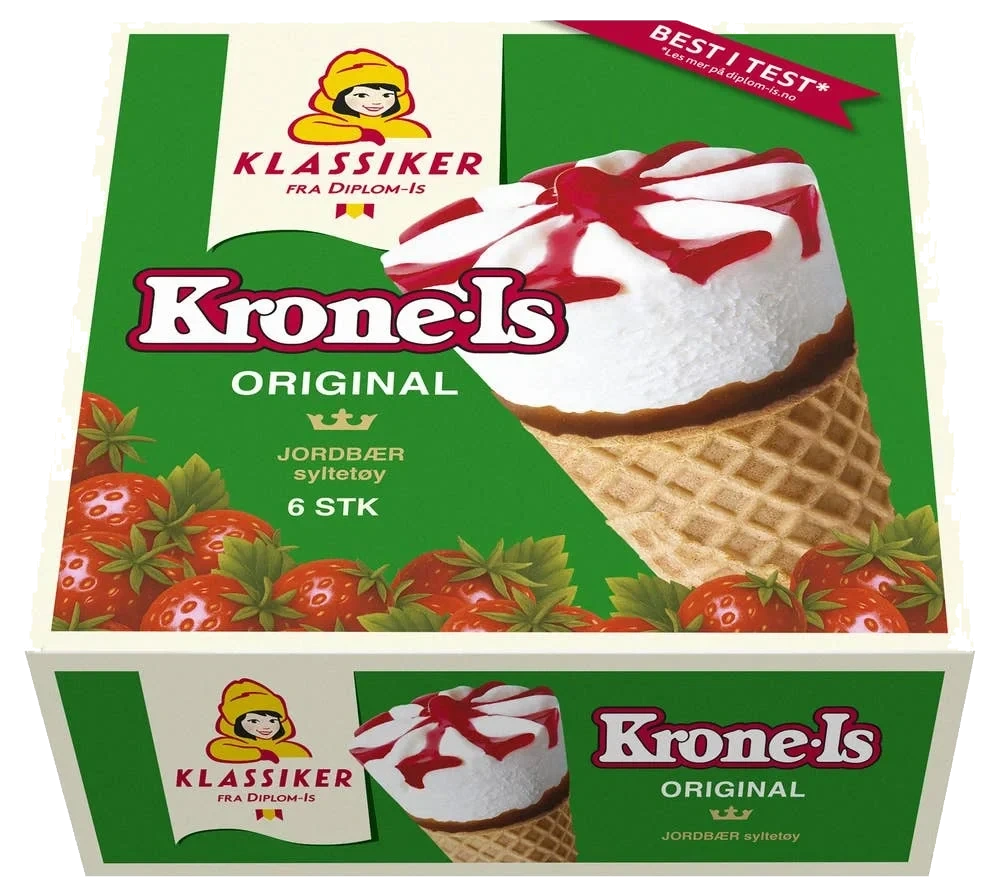 Krone-is med jordbær