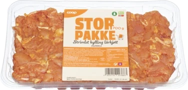 Coop Stor Pakke Strimlet Kylling Lårkjøtt, Marinert 700g