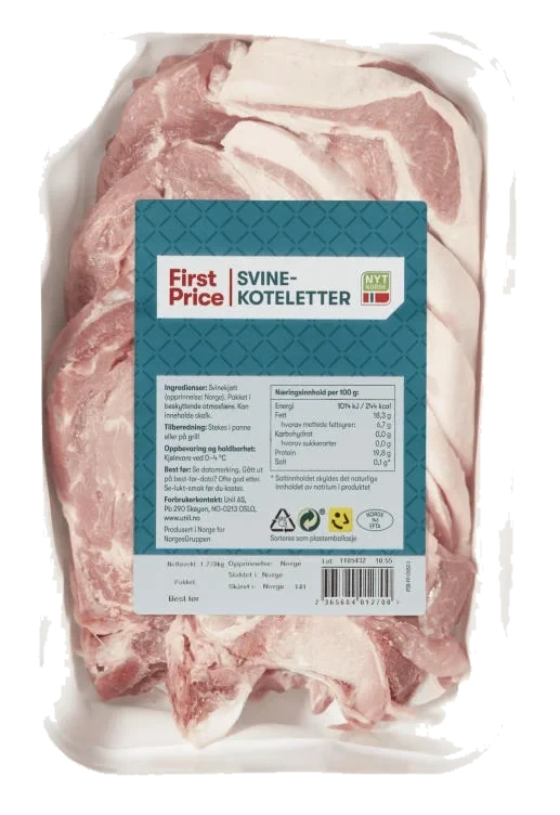 Svinekoteletter Ca1,3kg First Price