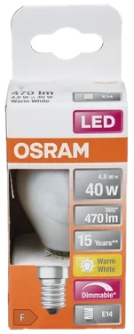 Lyspære Led Cl P 40 Matt E14 Dim Osram