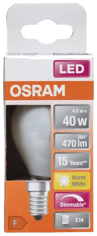 Lyspære Led Cl P 40 Matt E14 Dim Osram