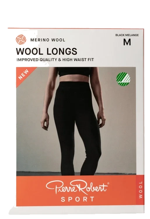Wool Longs Sport Black Melange L Pierre-Robert