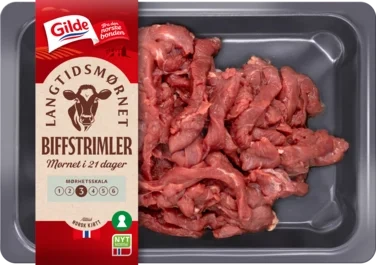 Storfe Biffstrimler L.Mør 375g Pk