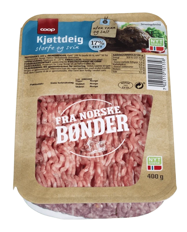 Coop Kjøttdeig av Storfe&Svin 17% 400g