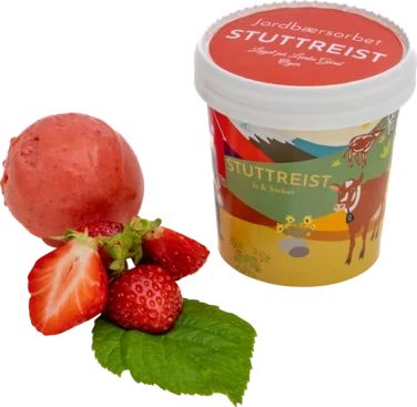 Jordbærsorbet Stuttreist 500ml Beger