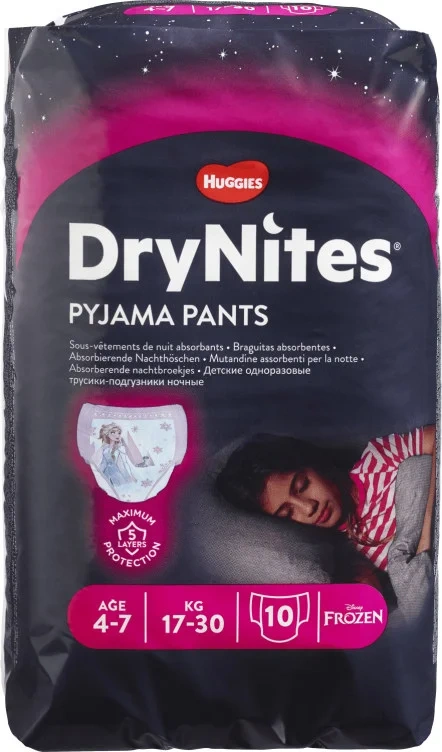 Dry Nites Pyjama Pants Girl 4-7 År 17-30 Kg 10-pack