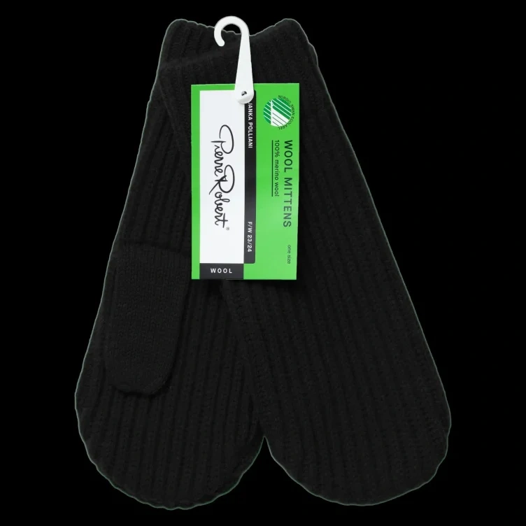 Wool Mittens Black Onesize Pierre Robert