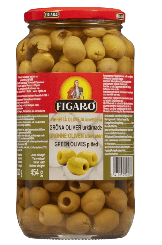 Figaro Grønne Oliven uten Sten 920g