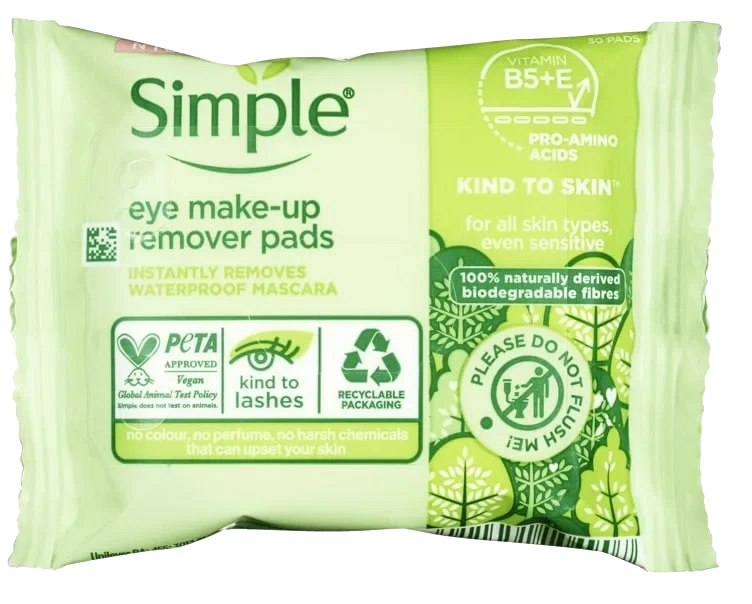 Simple Eye Make Up Remover Pads 30stk