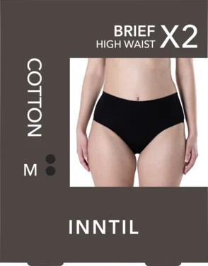 Women's High Waist Brief, 2-pk, Black, M