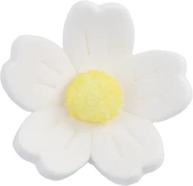 Sukkerpynt Stor Hvit Blomst 40mm, 60 stk