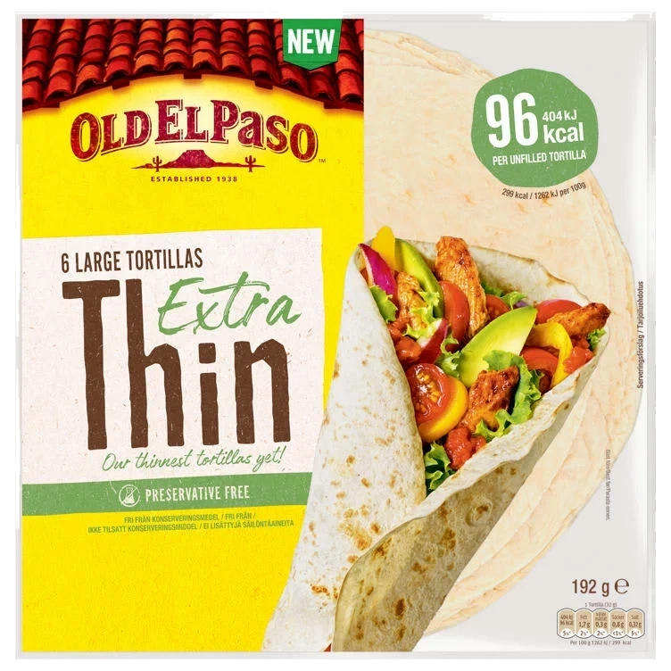 Old El Paso Extra Thin Tortilla 192g
