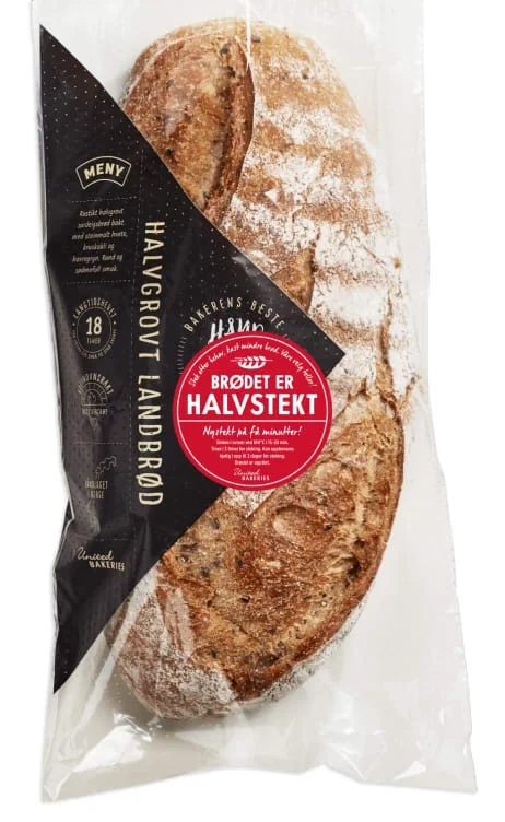 Halvgrovt Landbrød Halvstekt 850g Håndlagd