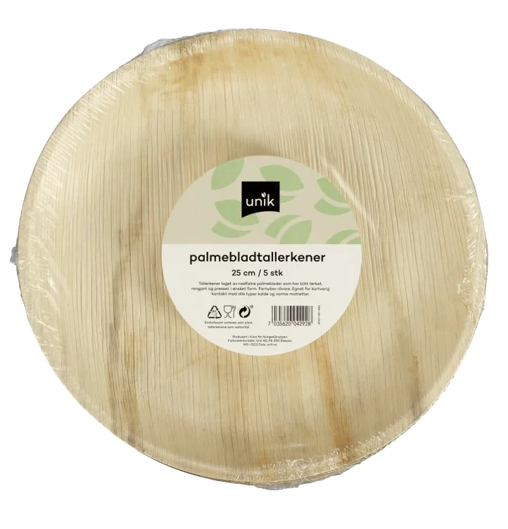 Tallerken Palmeblad 25cm 5stk Unik