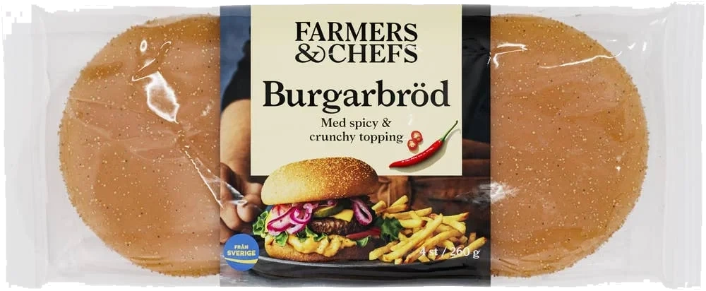 Hamburgerbröd Spicy & Crunchy Topping 4-p