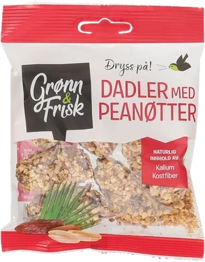 Dadler med Peanøtter 90g Grønn & Frisk